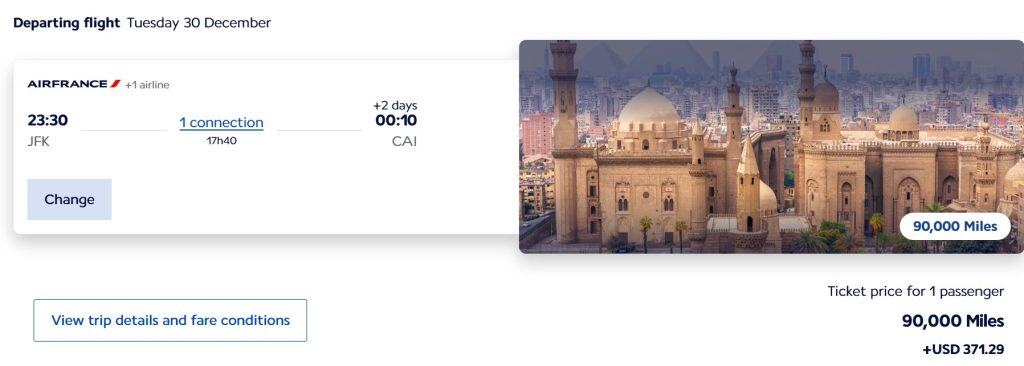 Points Deal for the same Business Class flight from JFK to Cairo