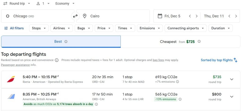 Flight Deals to Cairo from Chicago