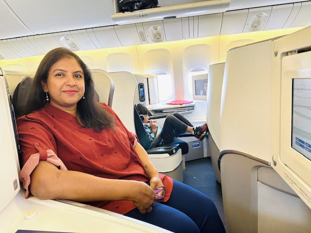 Family business class booking made from points earned on best travel credit cards